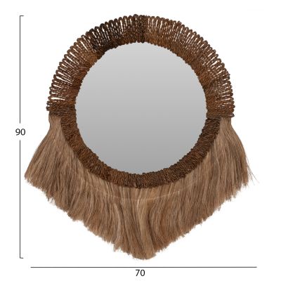 MIRROR ROUND WITH ABACA FIBER FRAME IN NATURAL COLOR 70x4x90Hcm.HM7804