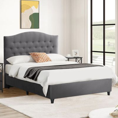 HM647.10 BED MALENA, GREY VELVET, 120x200