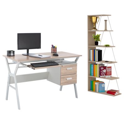 OFFICE COMPOSITION 2PCS HM11769 MELAMINE IN SONOMA-WHITE METAL