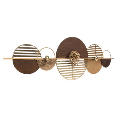 WALL DECOR HM4210 METAL IN BROWN-GOLD 125x39Hcm.