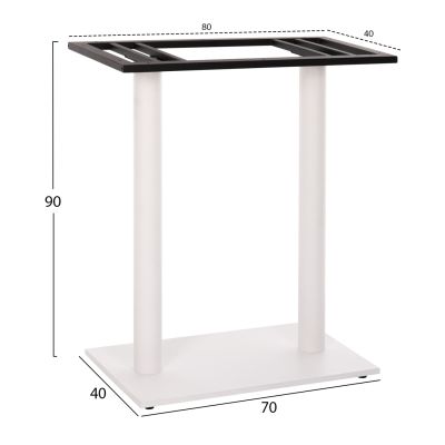 BAR TABLE BASE HM478.02 MEDIUM HEIGHT MATTE WHITE METAL 2-PILLAR 40Χ80Χ90Hcm.