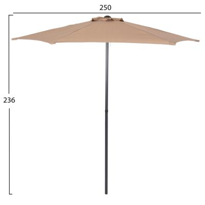 ALUMINUM UMBRELLA WITH 6 SPOKES KACEN HM6030.04 MOCHA-ANTHRACITE Φ250x236H cm.