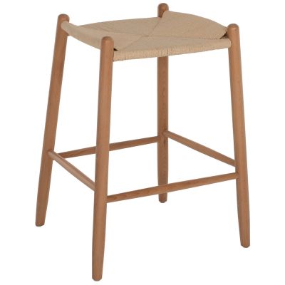 BAR STOOL MEDIUM HEIGHT BEECH WOOD-ROPE 44x46x65Hcm.HM9321.01