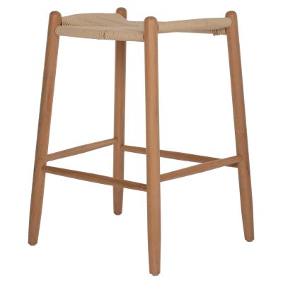 BAR STOOL MEDIUM HEIGHT BEECH WOOD-ROPE 44x46x65Hcm.HM9321.01