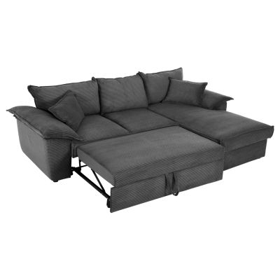 CORNER SOFA-BED WITH STORAGE SPACE ALDO HM3276.02R ANTHRACITE FABRIC 256x91-159x87Hcm.