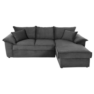 CORNER SOFA-BED WITH STORAGE SPACE ALDO HM3276.02R ANTHRACITE FABRIC 256x91-159x87Hcm.