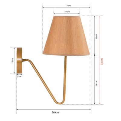 WALL SCONCE HM7642.03, GOLD-DARK BEIGE, 26x15x33