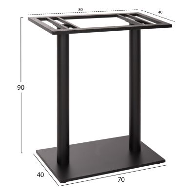 BAR TABLE BASE HM478.01 MEDIUM HEIGHT MATTE BLACK METAL 2-PILLAR 40Χ80Χ90Hcm.