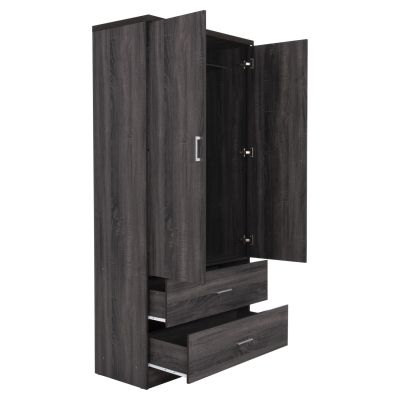 WARDROBE 2-LEAF WITH 2 DRAWERS REINA HM338.07 MELAMINE IN ANTHRACITE 80Χ41,5Χ181Hcm.