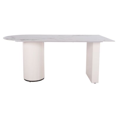 DINING TABLE CERAMUS HM9772.01 CERAMIC TABLETOP 12mm IN WHITE MARBLE COLOR-MDF LEGS WHITE 180x90x76Hcm.