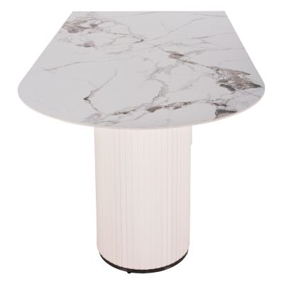 DINING TABLE CERAMUS HM9772.01 CERAMIC TABLETOP 12mm IN WHITE MARBLE COLOR-MDF LEGS WHITE 180x90x76Hcm.