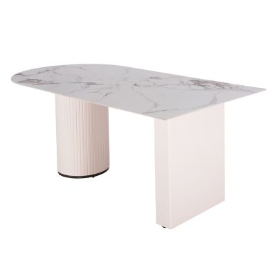 DINING TABLE CERAMUS HM9772.01 CERAMIC TABLETOP 12mm IN WHITE MARBLE COLOR-MDF LEGS WHITE 180x90x76Hcm.