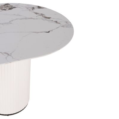 DINING TABLE CERAMUS HM9772.01 CERAMIC TABLETOP 12mm IN WHITE MARBLE COLOR-MDF LEGS WHITE 180x90x76Hcm.