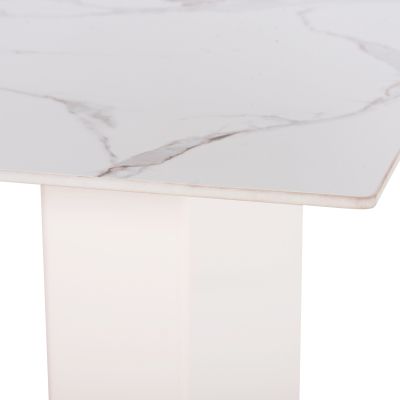 DINING TABLE CERAMUS HM9772.01 CERAMIC TABLETOP 12mm IN WHITE MARBLE COLOR-MDF LEGS WHITE 180x90x76Hcm.