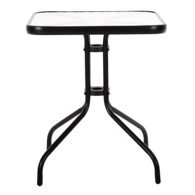 OUTDOOR TABLE SQUARE FIGO HM5035.03 BLACK METAL-GLASS TABLETOP 60Χ60Χ70Hcm