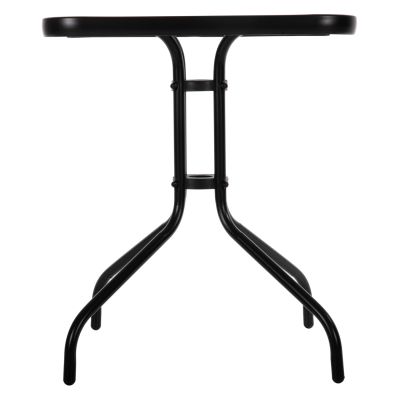 OUTDOOR TABLE SQUARE FIGO HM5035.03 BLACK METAL-GLASS TABLETOP 60Χ60Χ70Hcm