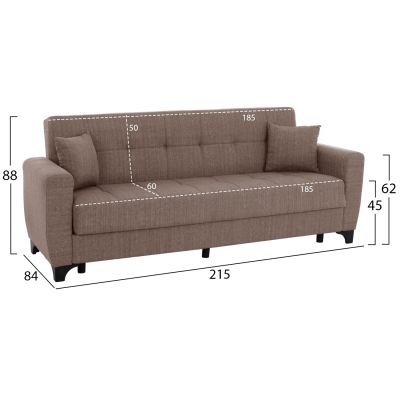 HM3242.02, 3-SEATER SOFA-BED, BEIGE, TALL BACK, 215x84x88