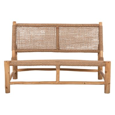 OUTDOOR SOFA 2-SEATER LONDER HM5984 TEAK WOOD AND SYNTHETIC TWISTED RATTAN 120x75x78H cm.