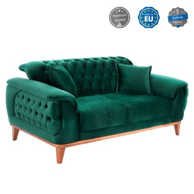 HM3250.13, 2-seater sofa-bed, cypress green velvet, 180x95x80