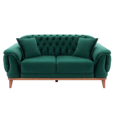 HM3250.13, 2-seater sofa-bed, cypress green velvet, 180x95x80