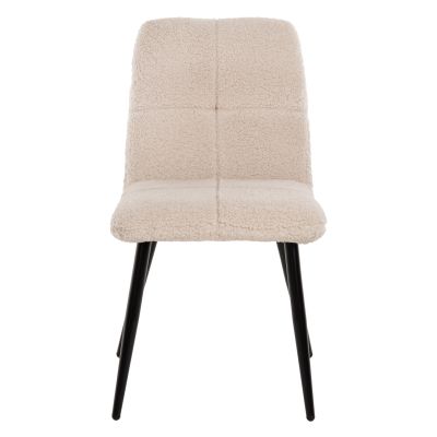 CHAIR SHELLY HM8590.02 TEDDY FABRIC IN WHITE-BLACK METAL LEGS 48x64x87Hcm.