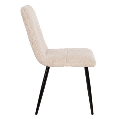 CHAIR SHELLY HM8590.02 TEDDY FABRIC IN WHITE-BLACK METAL LEGS 48x64x87Hcm.