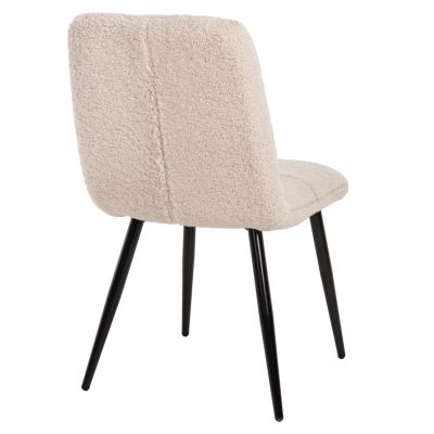 CHAIR SHELLY HM8590.02 TEDDY FABRIC IN WHITE-BLACK METAL LEGS 48x64x87Hcm.