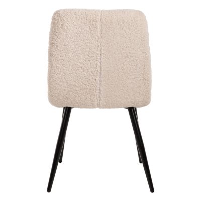 CHAIR SHELLY HM8590.02 TEDDY FABRIC IN WHITE-BLACK METAL LEGS 48x64x87Hcm.