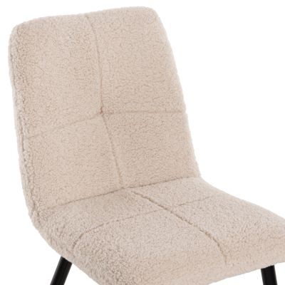 CHAIR SHELLY HM8590.02 TEDDY FABRIC IN WHITE-BLACK METAL LEGS 48x64x87Hcm.