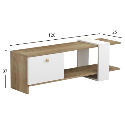 TV FURNITURE HENRIETTE HM8900.11 MELAMINE IN SONAMA-WHITE 120x25x37Hcm.