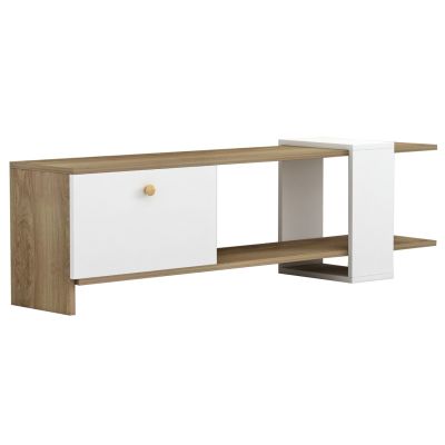 TV FURNITURE HENRIETTE HM8900.11 MELAMINE IN SONAMA-WHITE 120x25x37Hcm.