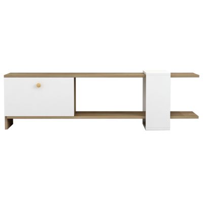 TV FURNITURE HENRIETTE HM8900.11 MELAMINE IN SONAMA-WHITE 120x25x37Hcm.