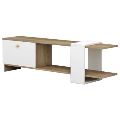 TV FURNITURE HENRIETTE HM8900.11 MELAMINE IN SONAMA-WHITE 120x25x37Hcm.