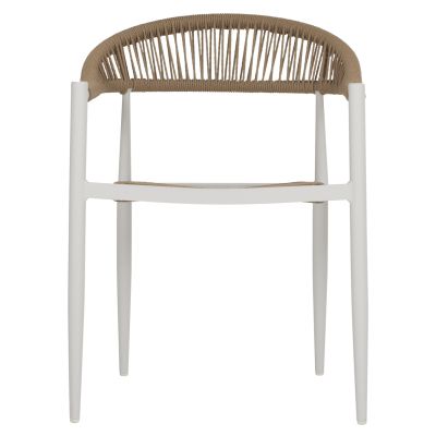 ARMCHAIR ALUMINUM GRET HM5854.01 WHITE WITH BEIGE PE RATTAN  56x55.5x78H