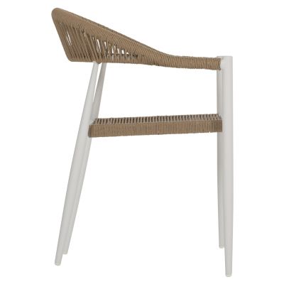 ARMCHAIR ALUMINUM GRET HM5854.01 WHITE WITH BEIGE PE RATTAN  56x55.5x78H