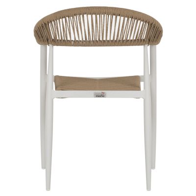 ARMCHAIR ALUMINUM GRET HM5854.01 WHITE WITH BEIGE PE RATTAN  56x55.5x78H