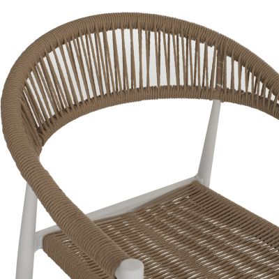 ARMCHAIR ALUMINUM GRET HM5854.01 WHITE WITH BEIGE PE RATTAN  56x55.5x78H