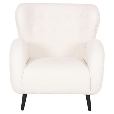 ARMCHAIR KRYLY HM9593.06 ECRU BOUCLE FABRIC-BLACK WOODEN LEGS 83x87x89Hcm.