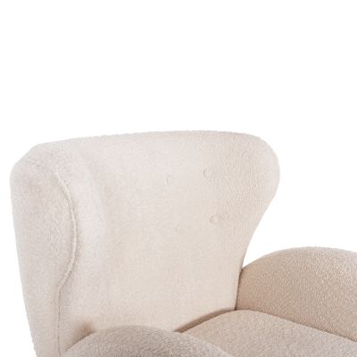 ARMCHAIR KRYLY HM9593.06 ECRU BOUCLE FABRIC-BLACK WOODEN LEGS 83x87x89Hcm.