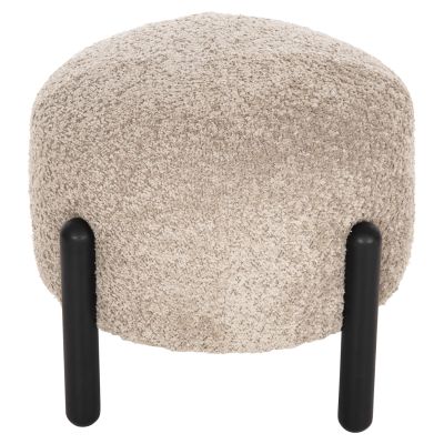 STOOL ROUND EWAN HM9596.08 BEIGE BOUCLE FABRIC-BLACK METAL LEGS Φ45x36Hcm.