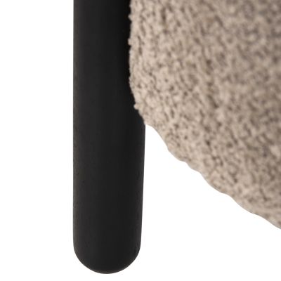 STOOL ROUND EWAN HM9596.08 BEIGE BOUCLE FABRIC-BLACK METAL LEGS Φ45x36Hcm.