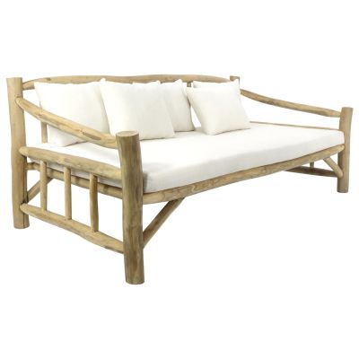 SOFA TORC HM9339 SOLID TEAK NATURAL-WHITE 210x100x80H