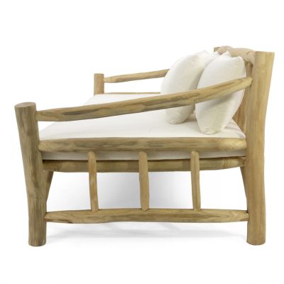 SOFA TORC HM9339 SOLID TEAK NATURAL-WHITE 210x100x80H