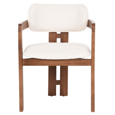 DINING ARMCHAIR LICI HM18014.01 BEECH WOOD IN WALNUT-BOUCLE FABRIC IN WHITE 58,5x52x81Hcm.