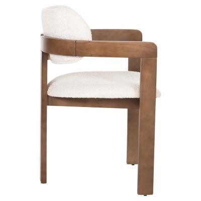 DINING ARMCHAIR LICI HM18014.01 BEECH WOOD IN WALNUT-BOUCLE FABRIC IN WHITE 58,5x52x81Hcm.