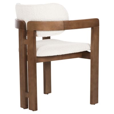 DINING ARMCHAIR LICI HM18014.01 BEECH WOOD IN WALNUT-BOUCLE FABRIC IN WHITE 58,5x52x81Hcm.