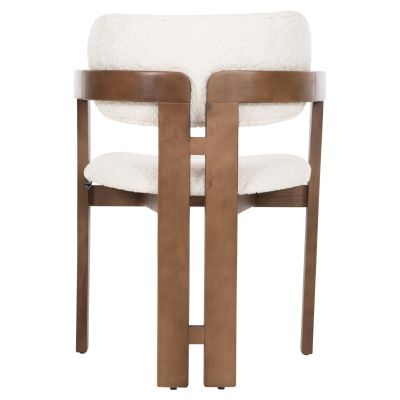 DINING ARMCHAIR LICI HM18014.01 BEECH WOOD IN WALNUT-BOUCLE FABRIC IN WHITE 58,5x52x81Hcm.