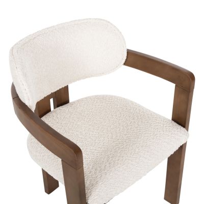 DINING ARMCHAIR LICI HM18014.01 BEECH WOOD IN WALNUT-BOUCLE FABRIC IN WHITE 58,5x52x81Hcm.