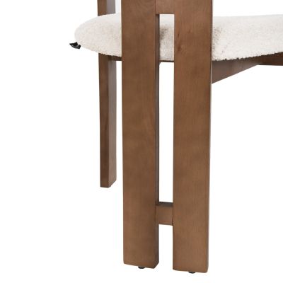 DINING ARMCHAIR LICI HM18014.01 BEECH WOOD IN WALNUT-BOUCLE FABRIC IN WHITE 58,5x52x81Hcm.