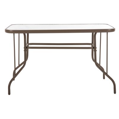 OUTDOOR METALLIC TABLE ADAM HM5679.04 CHAMPAGNE COLOR WITH REINFORCED GLASS TOP 120Χ70Χ71Hcm.